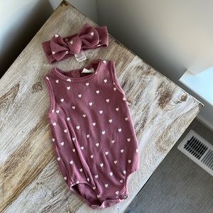 NWOT Spearmint love 6-12 m mauve waffle bubble and bow